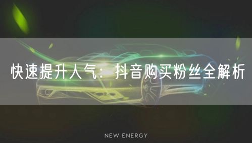 快速提升人气：抖音购买粉丝全解析