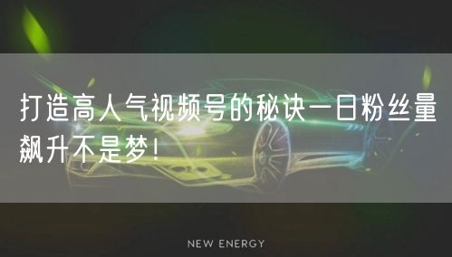 打造高人气视频号的秘诀一日粉丝量飙升不是梦！